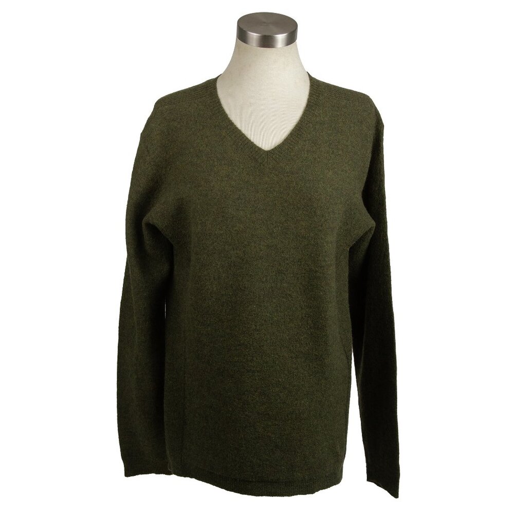 Smartwool 100% Merino Wool Boiled Wool V-Neck Sweater Green - Size Medium